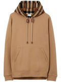 Burberry Check Trim Hooded Sweatshirt Camel Brown