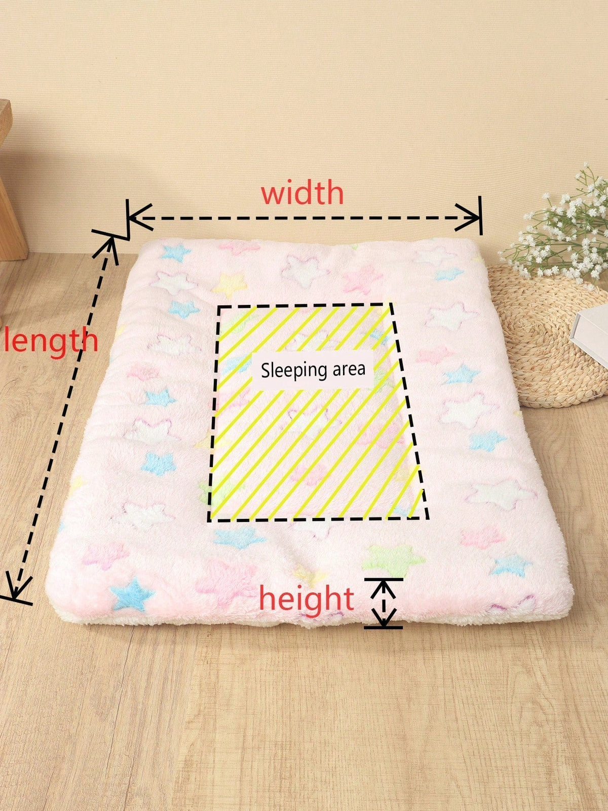 1pc Polyester Star & Heart Breathable Washable Thick Pet Bed Mat For Medium-Small Cats & Dogs, All Seasons (Teddy/Bichon Frise)