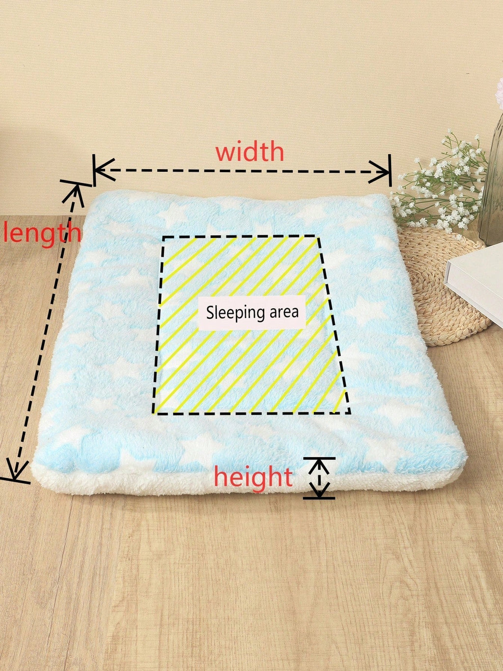 1pc Polyester Star & Heart Breathable Washable Thick Pet Bed Mat For Medium-Small Cats & Dogs, All Seasons (Teddy/Bichon Frise)