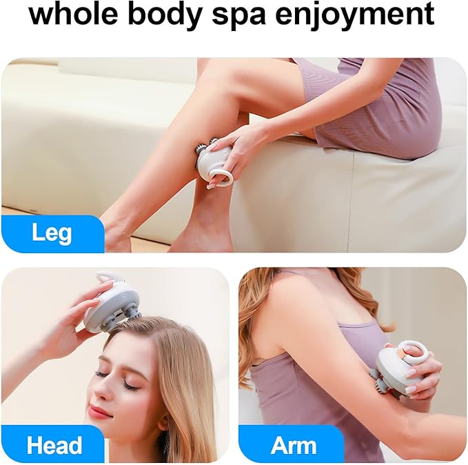 Electric Scalp Massager Head Massager Scalp Stress Relax, Portable Handheld Head Massager with Kneading, Vibration Modes and Deep Clean Care - Gift for Men, Women Dad Mom Green