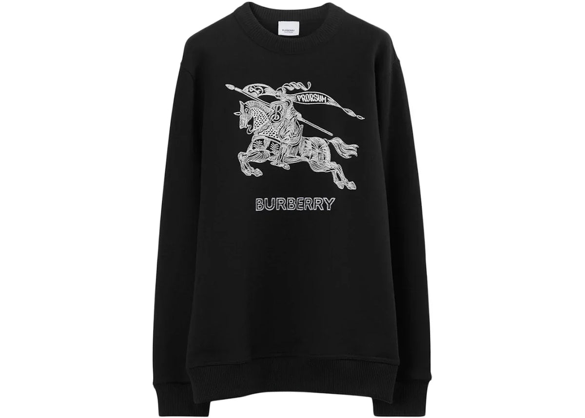 Burberry Embroidered EKD Cotton Sweatshirt Black