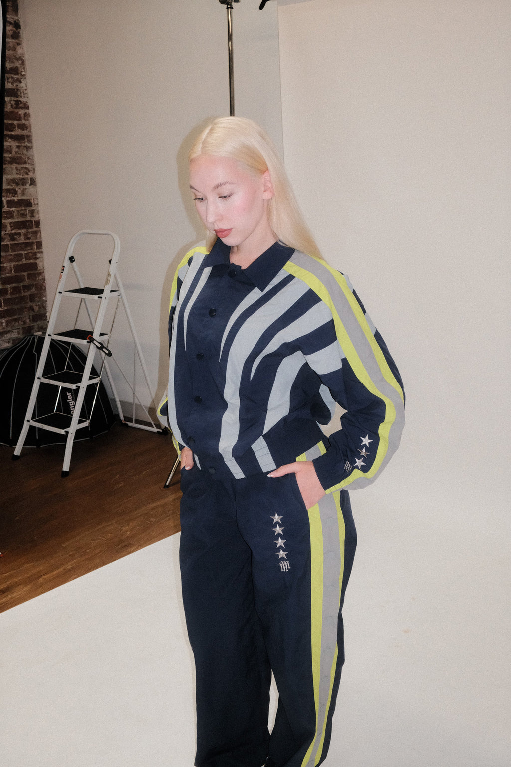OLYMPIA TRACK JACKET -- NAVY BLUE