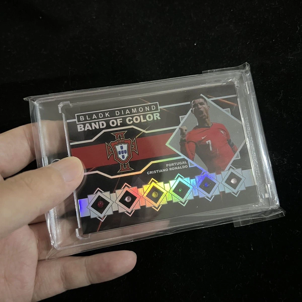 Cristiano Ronaldo Portugal Black Diamond Band of Color Simulated Gem‑Stone Fan‑Made Collectible Card No.1 with Magnetic One‑Touch Holder
