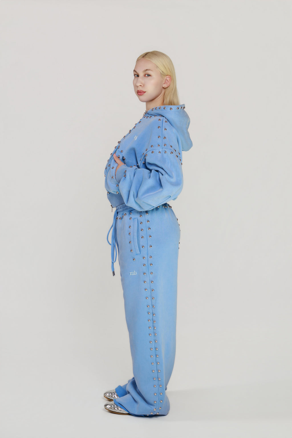 LIMITED EDITION -- MARX STUDDED SWEAT JACKET -- BLEU SKIE