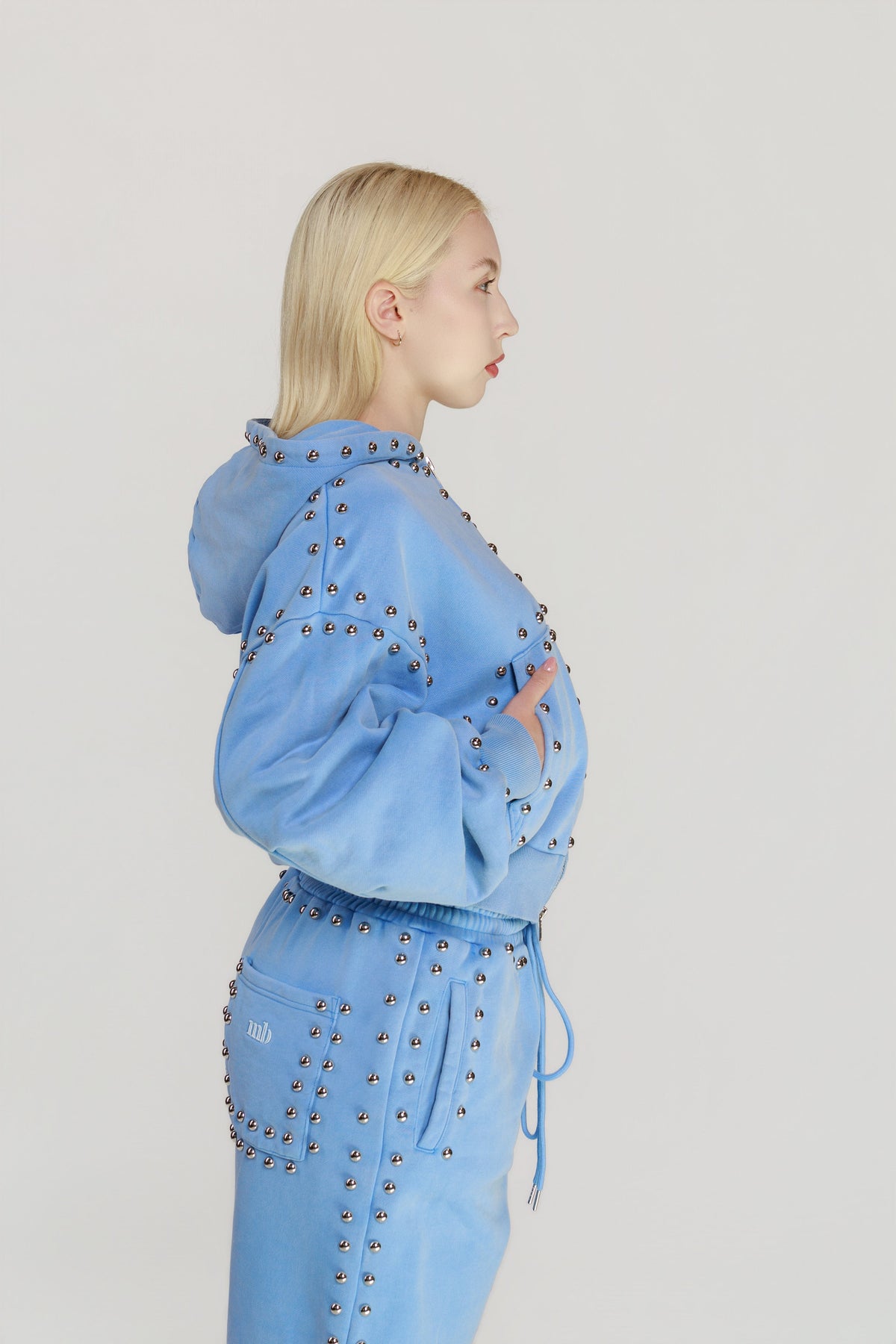 LIMITED EDITION -- MARX STUDDED SWEAT JACKET -- BLEU SKIE