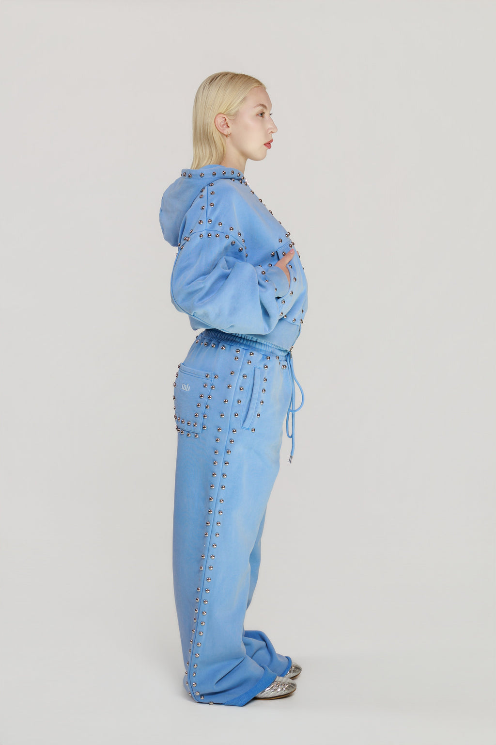LIMITED EDITION -- MARX STUDDED SWEAT PANT -- BLEU SKIE