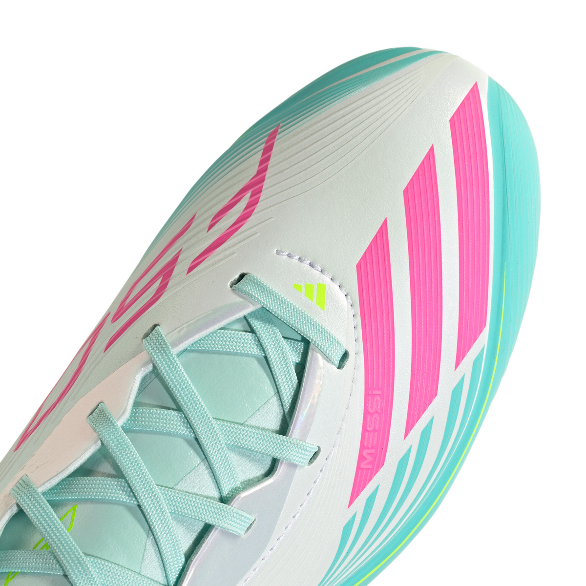 adidas F50 Elite Messi FG Firm Ground Soccer Cleats- Cloud White / Lucid Pink / Flash Aqua