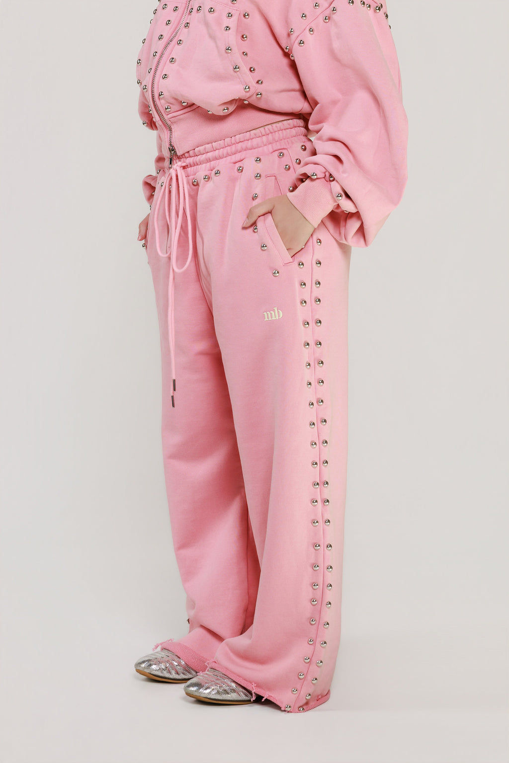 LIMITED EDITION -- MARX STUDDED SWEAT PANT -- BUBBLE GUM