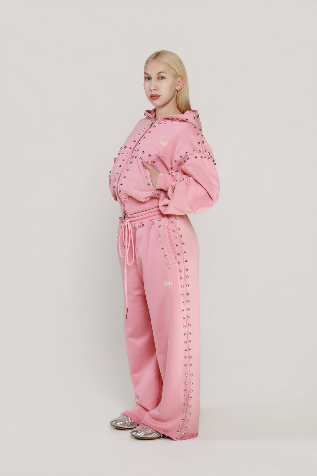 LIMITED EDITION -- MARX STUDDED SWEAT PANT -- BUBBLE GUM