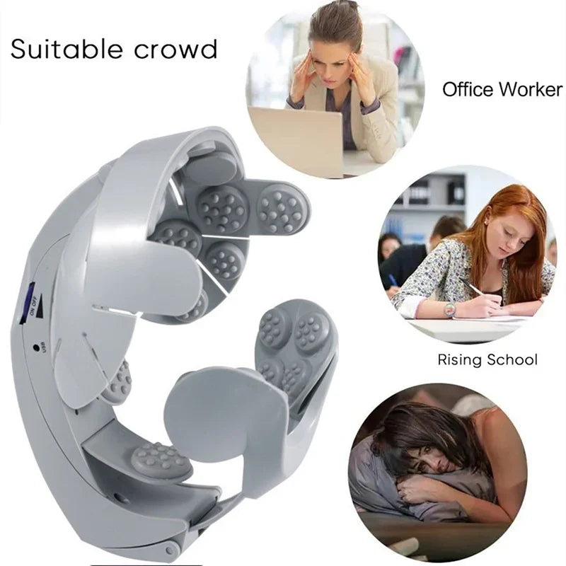 Electric Scalp Massager Helmet – 8-Level Vibration Head Massage