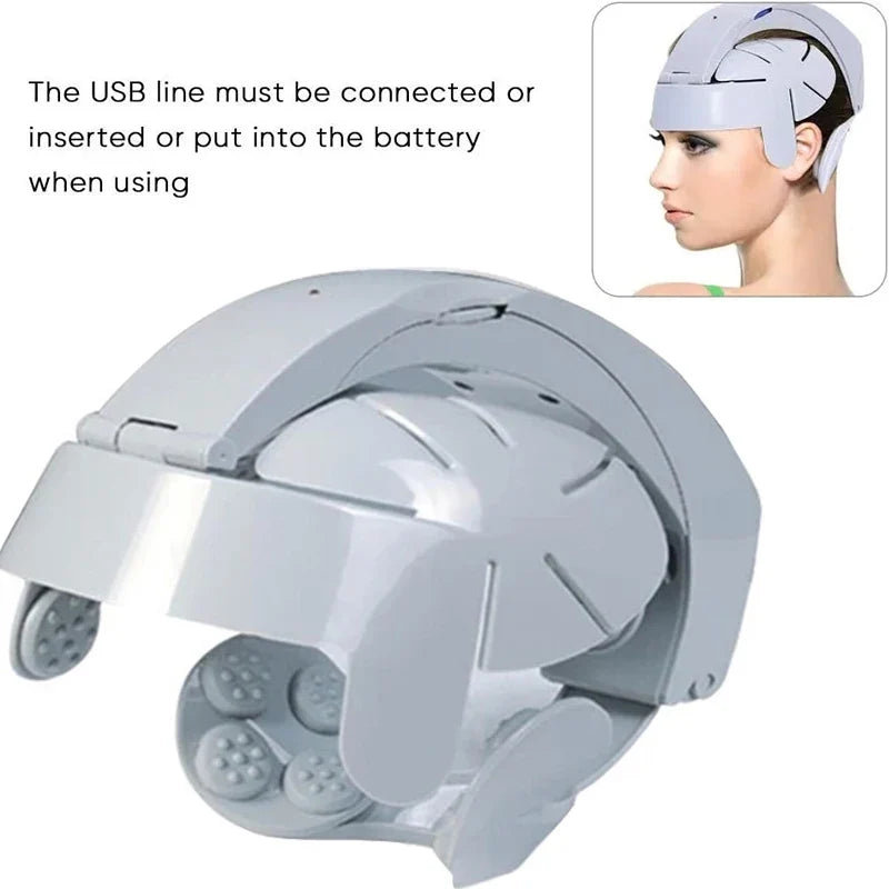 Electric Scalp Massager Helmet – 8-Level Vibration Head Massage