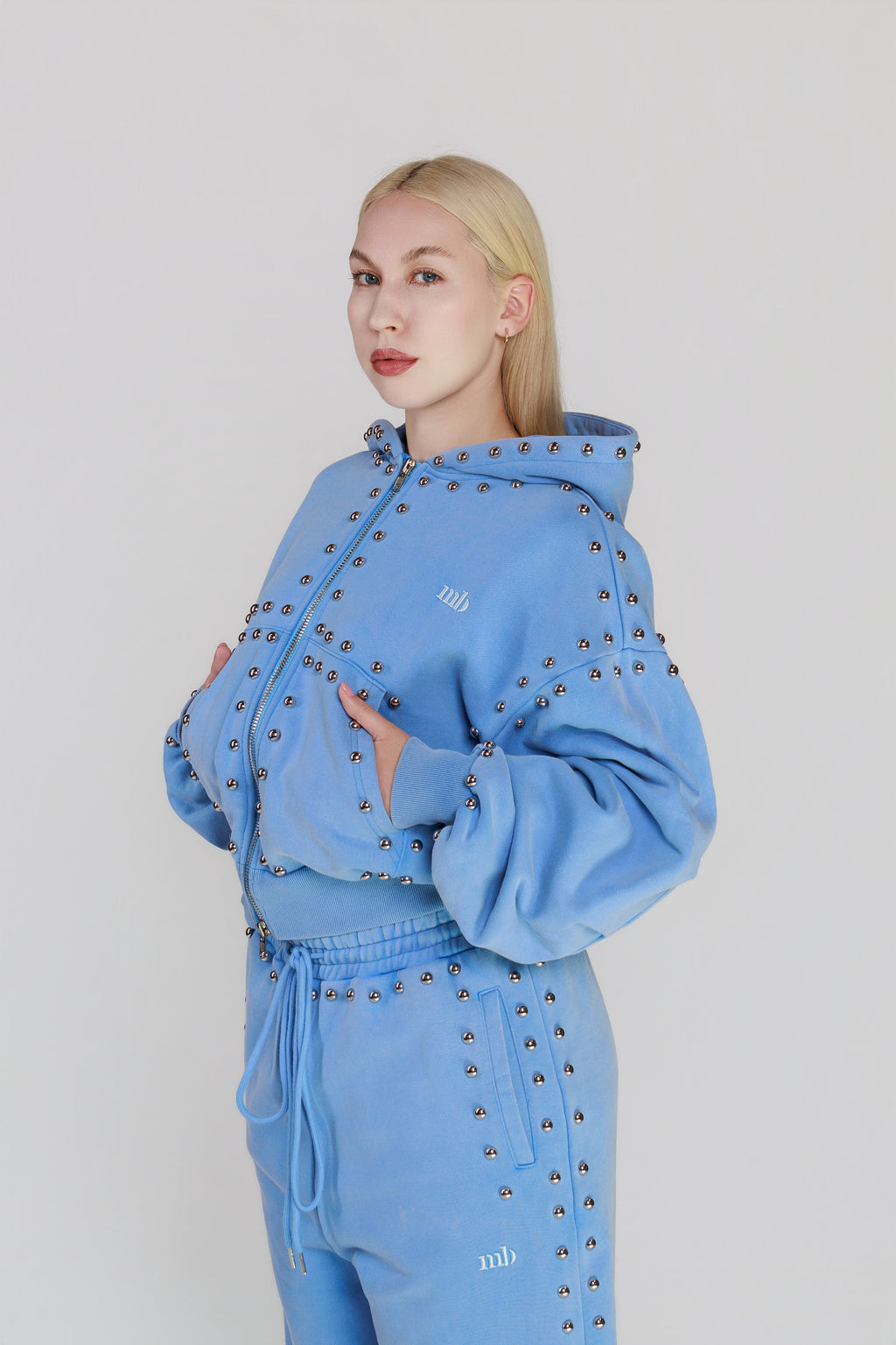 LIMITED EDITION -- MARX STUDDED SWEAT JACKET -- BLEU SKIE