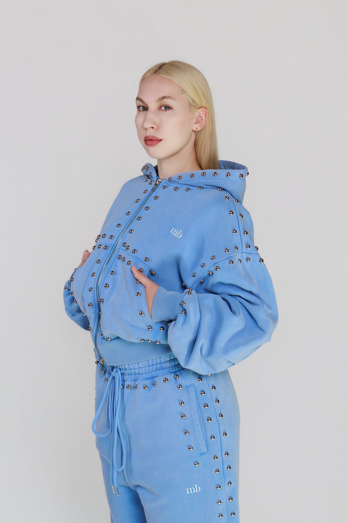 LIMITED EDITION -- MARX STUDDED SWEAT JACKET -- BLEU SKIE
