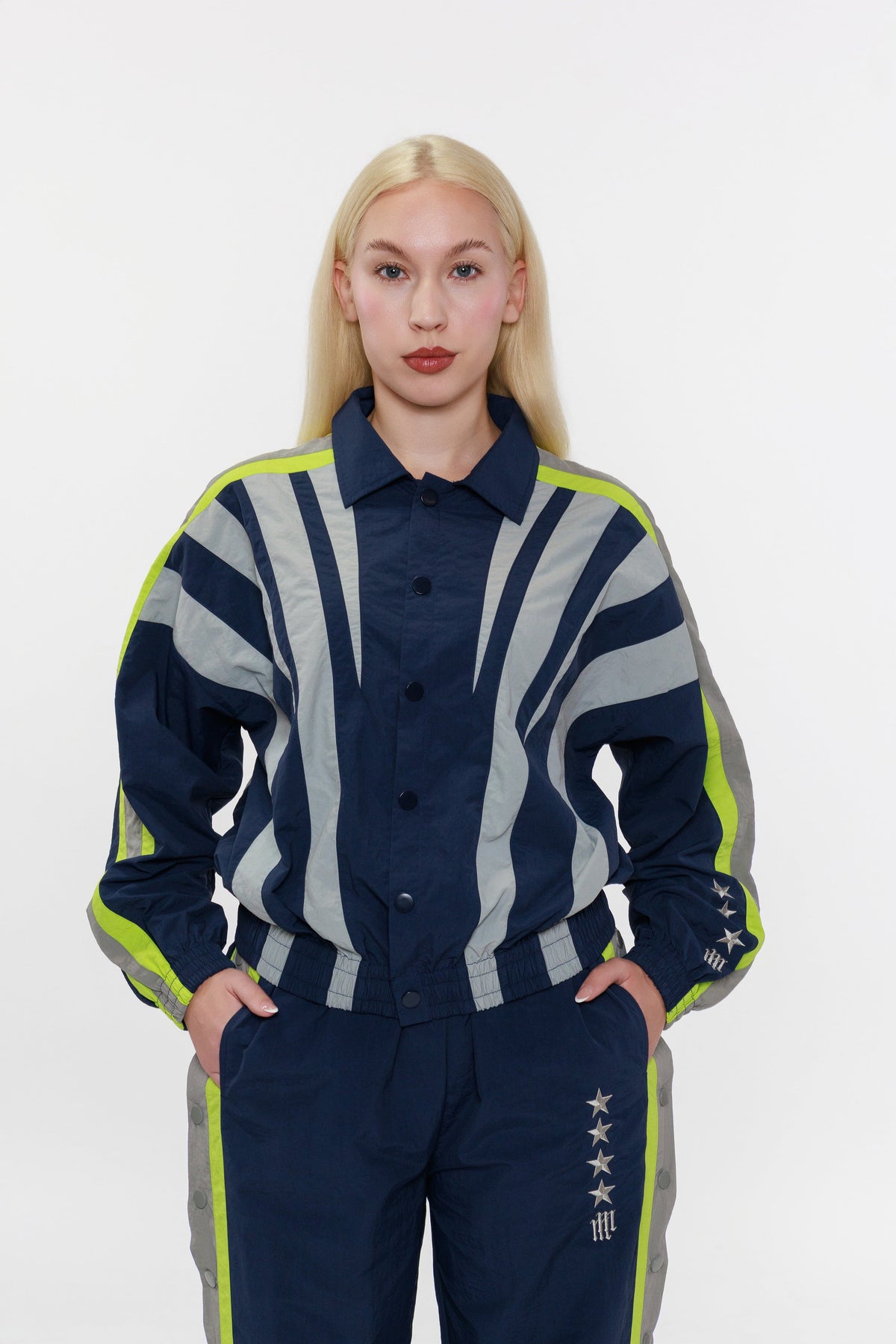 OLYMPIA TRACK JACKET -- NAVY BLUE