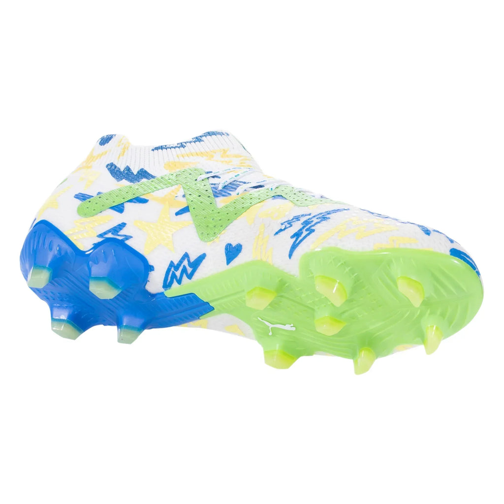Puma Future Ultimate NJR FG/AG Soccer Cleat - White/Racing Blue/Lemon Meringue/Parakeet Green