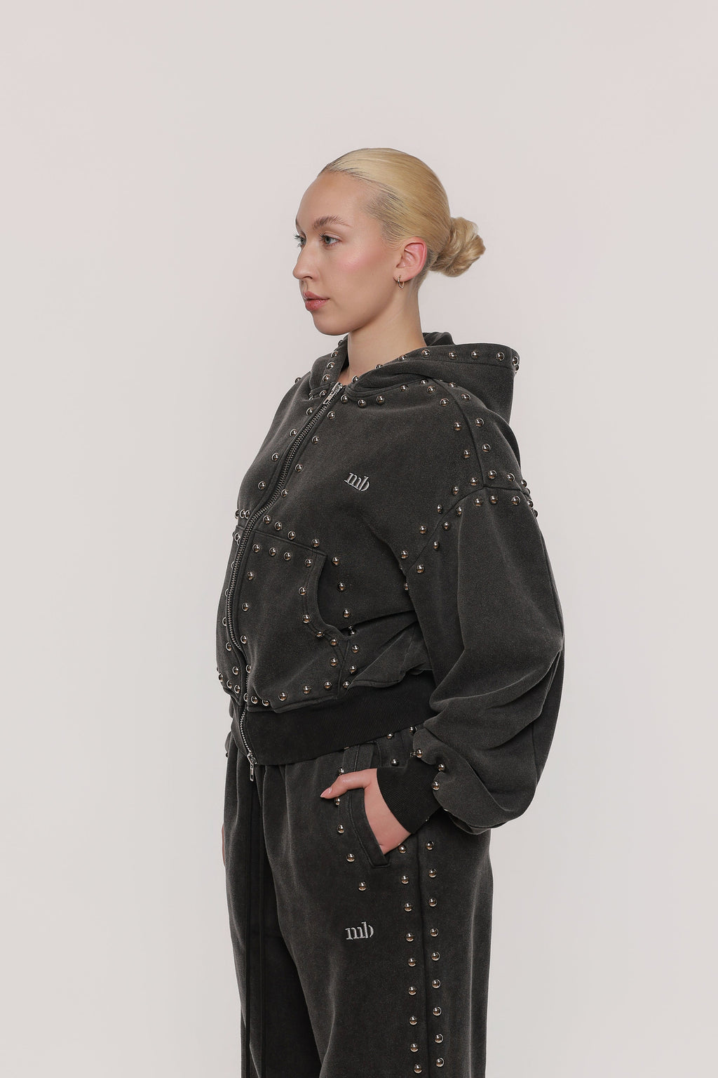 MARX STUDDED SWEAT JACKET -- BLACK
