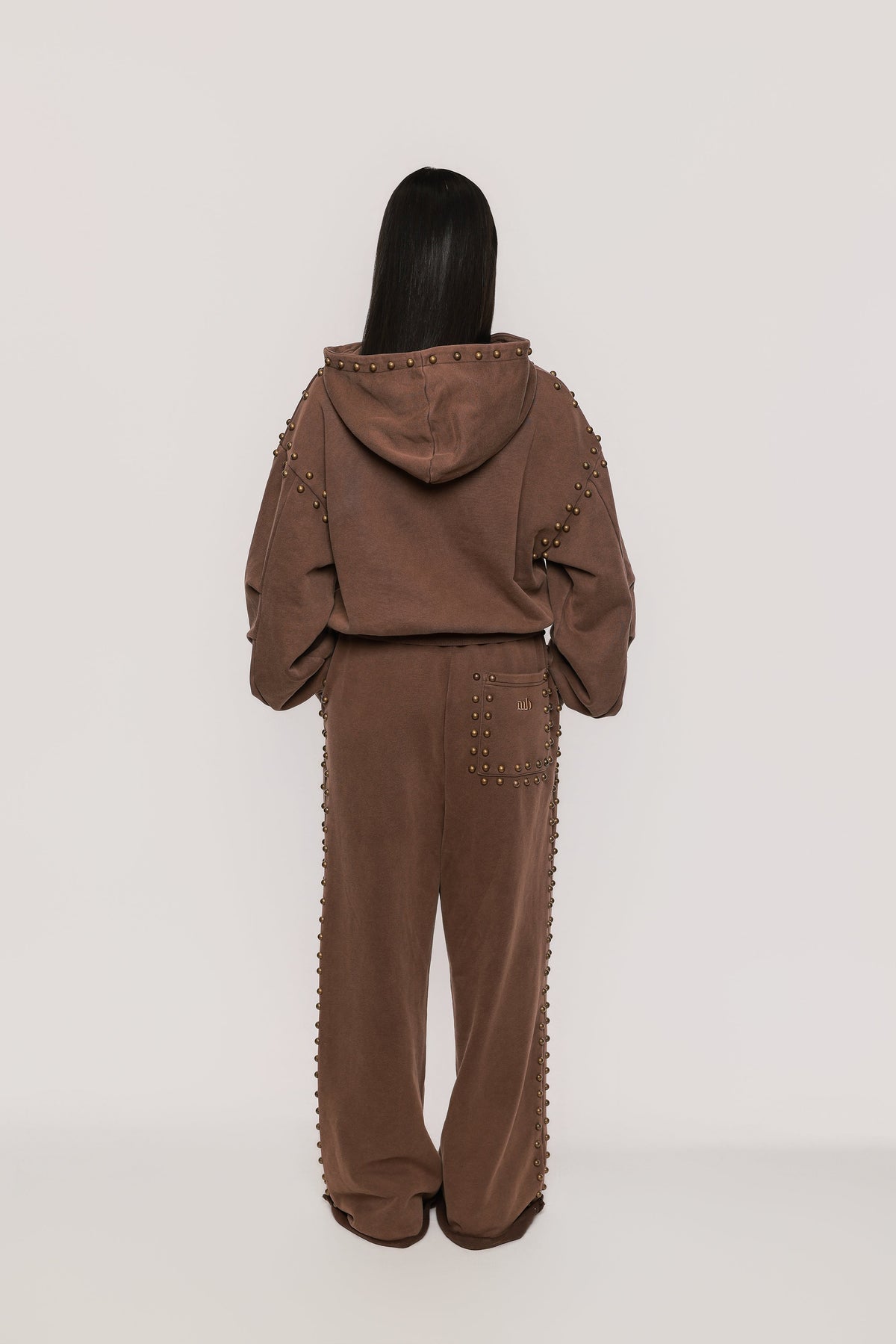 MARX STUDDED SWEAT PANT -- BROWN