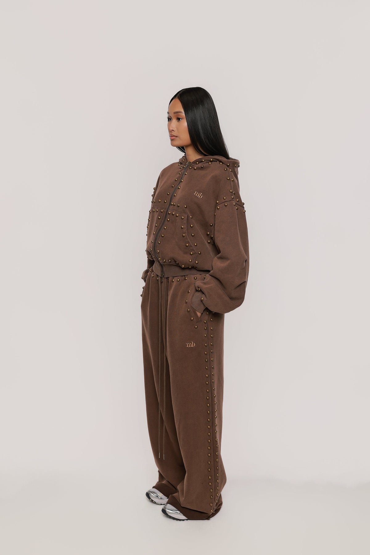 MARX STUDDED SWEAT PANT -- BROWN