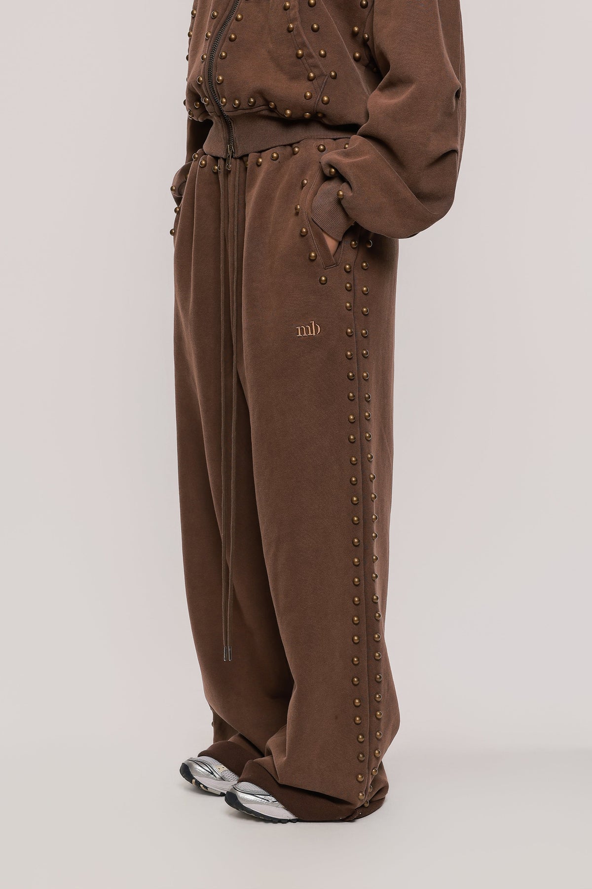 MARX STUDDED SWEAT PANT -- BROWN