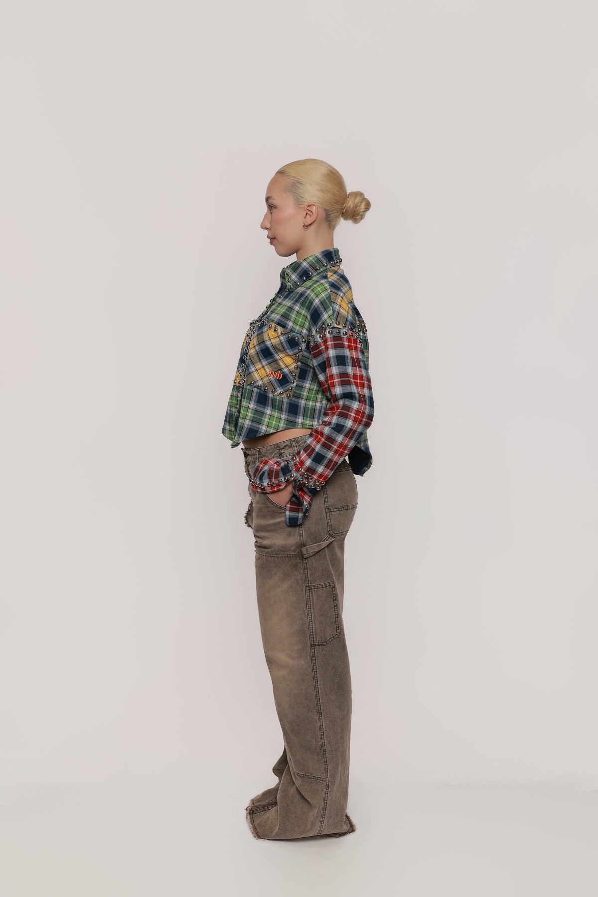 MILO STUDDED PLAID BUTTON DOWN