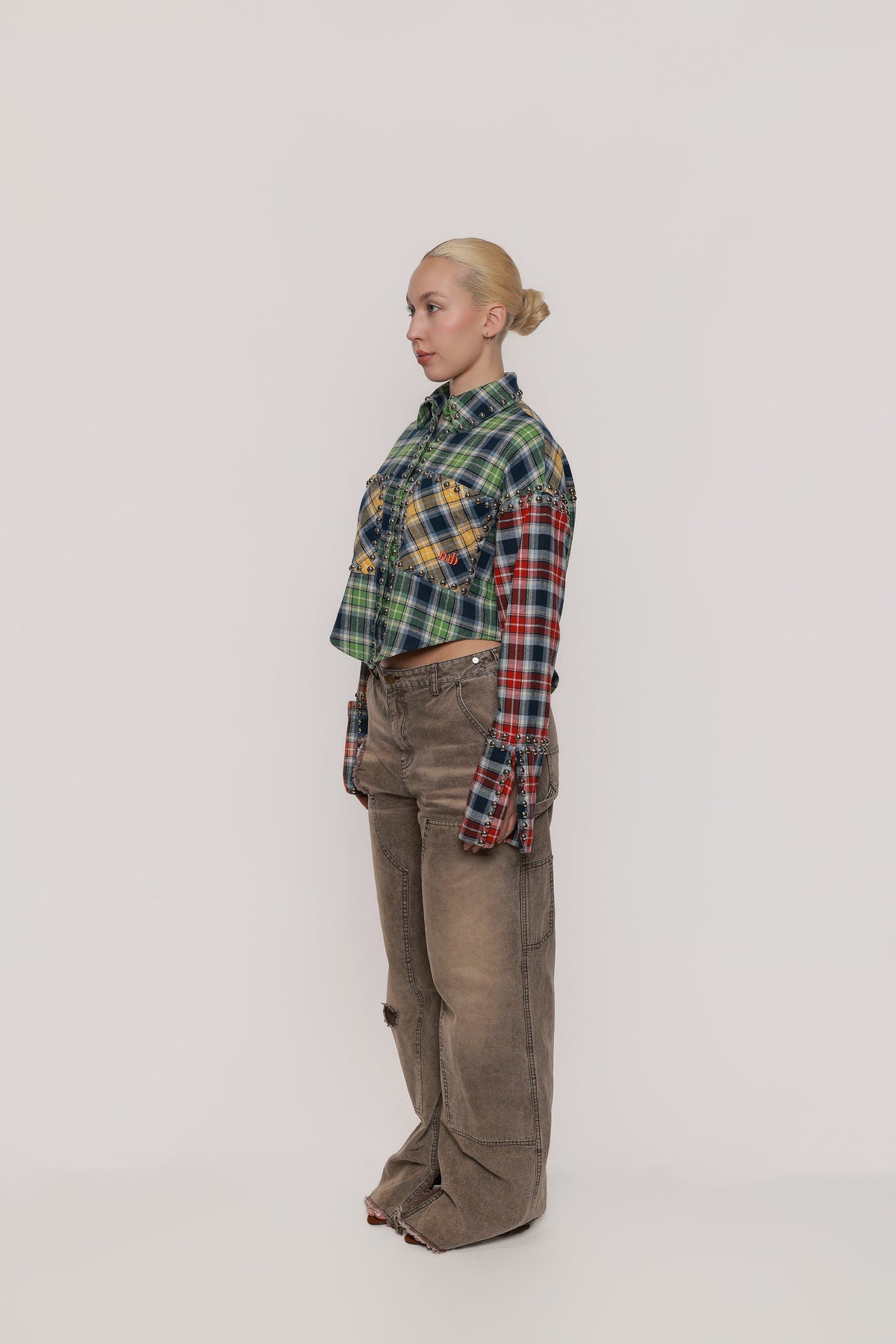 MILO STUDDED PLAID BUTTON DOWN
